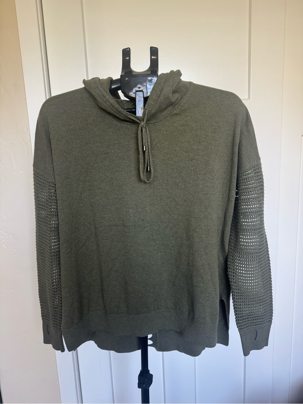 Olive Green Women's Hooded Knit Sweater